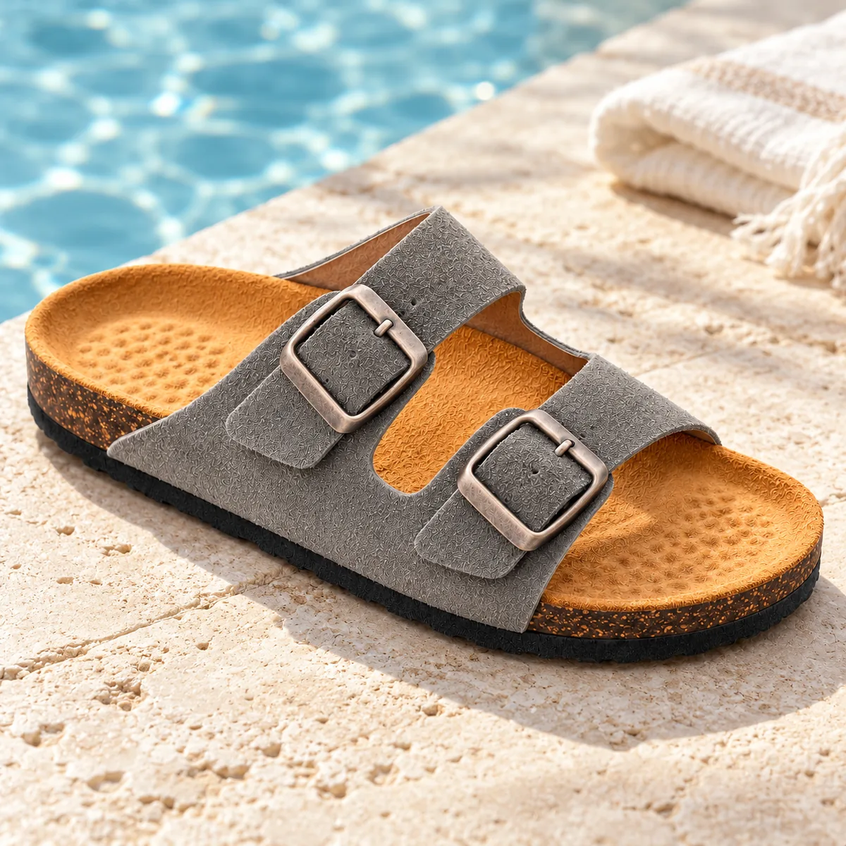 Sandale deux brides, gris, En situation