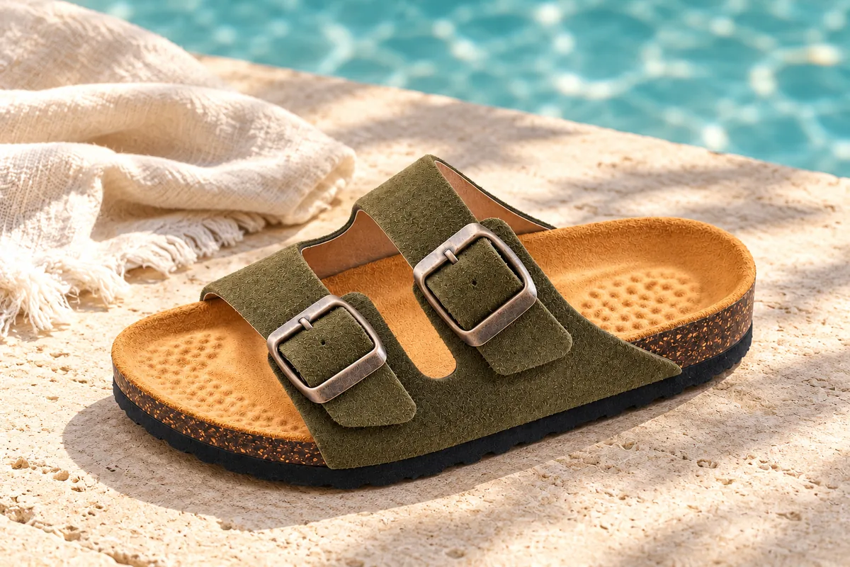 Sandale deux brides, kaki, En situation