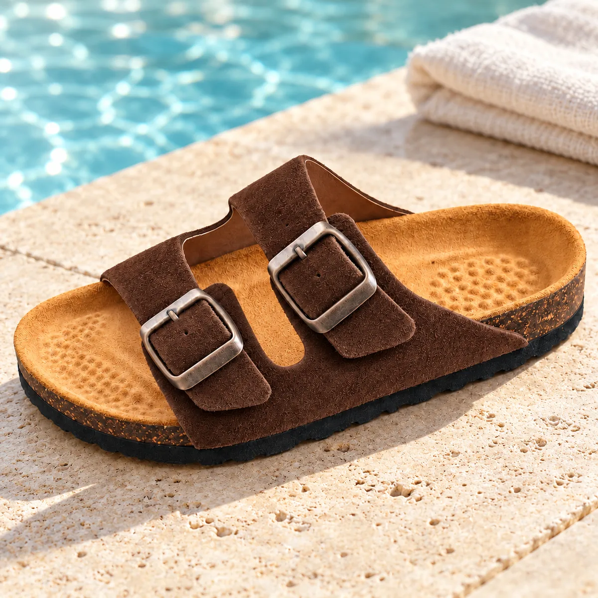 Sandale deux brides, marron, En situation