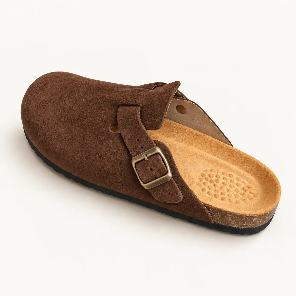 Mule fermée, marron, Trois quarts