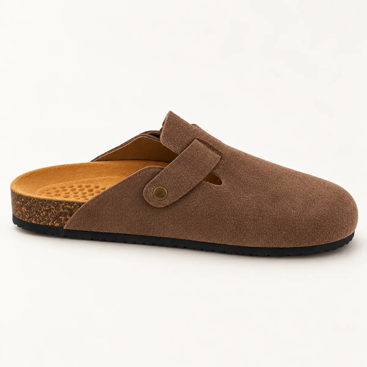 Mule fermée, marron, Profil