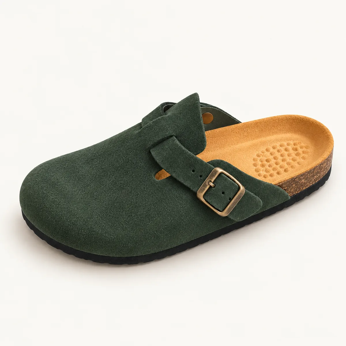 Mule fermée, vert, Trois quarts