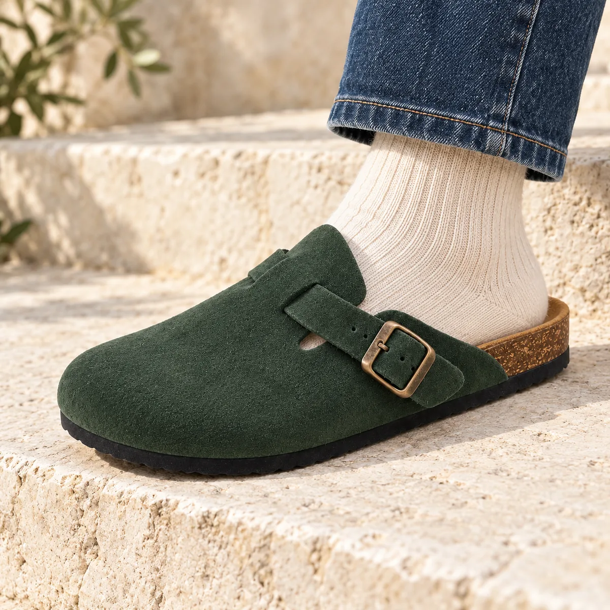 Mule fermée, vert, En situation