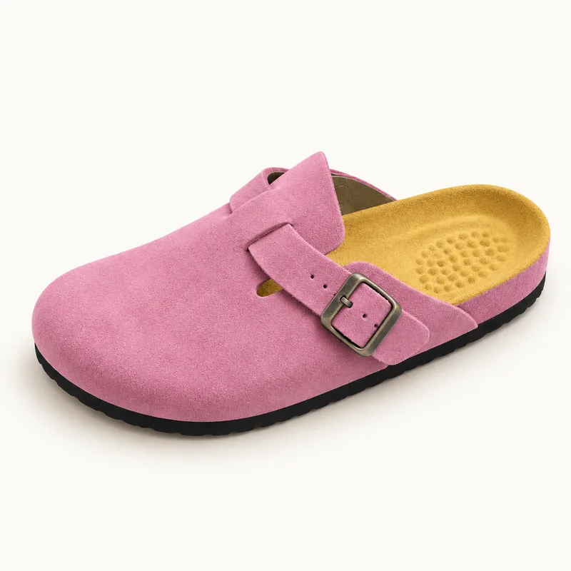 Mule fermée en daim, coloris Rose