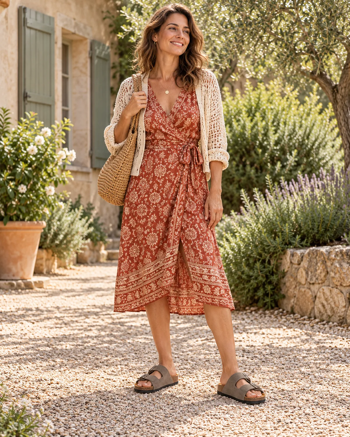 Sandale deux brides, taupe, Portée femme